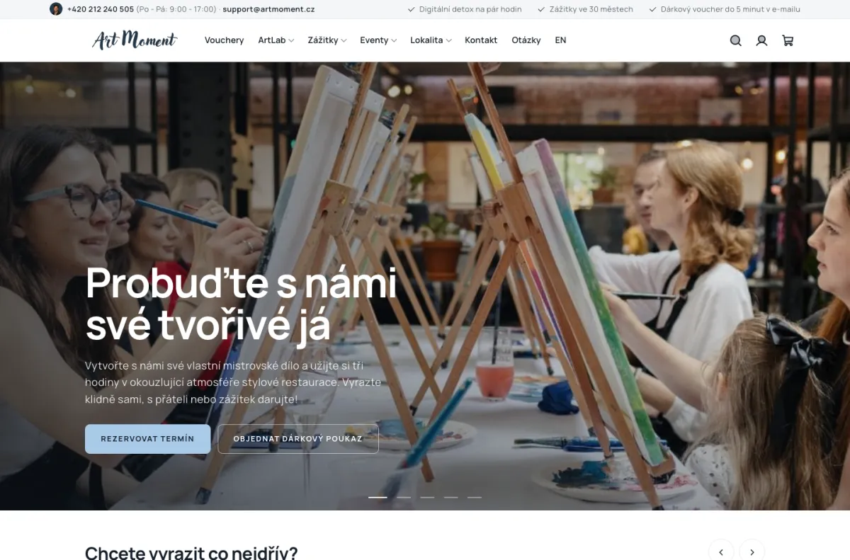 Náhled webu ArtMoment.cz — Redesign e-shopu, Praha · 30 měst