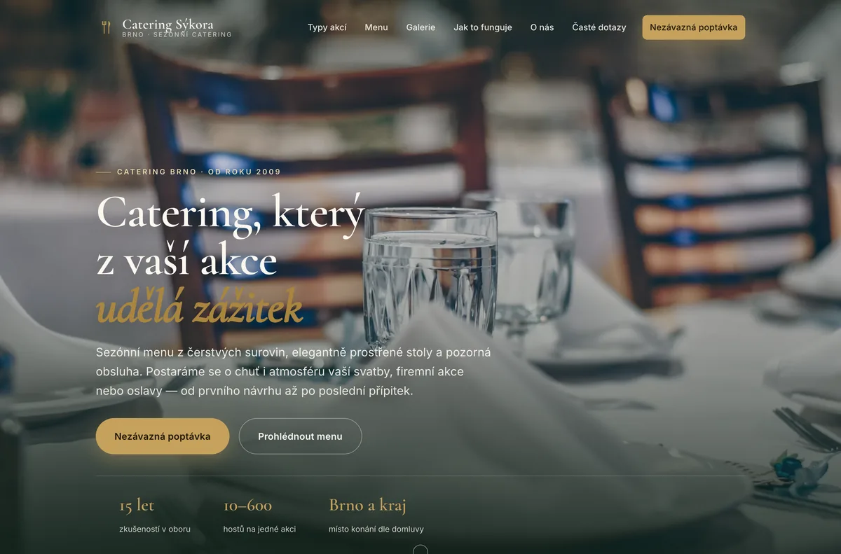 Náhled webu Catering Sýkora — Catering, Brno